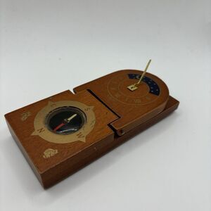 RARE Antique Wooden Pocket Sundial & Compass DAMAGED??